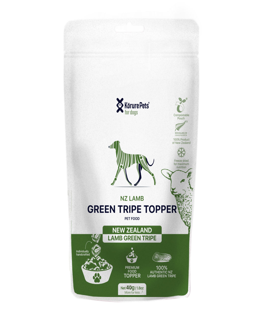 Kōrure Pets Pure NZ Lamb Green Tripe Dog Toppers Wholesale